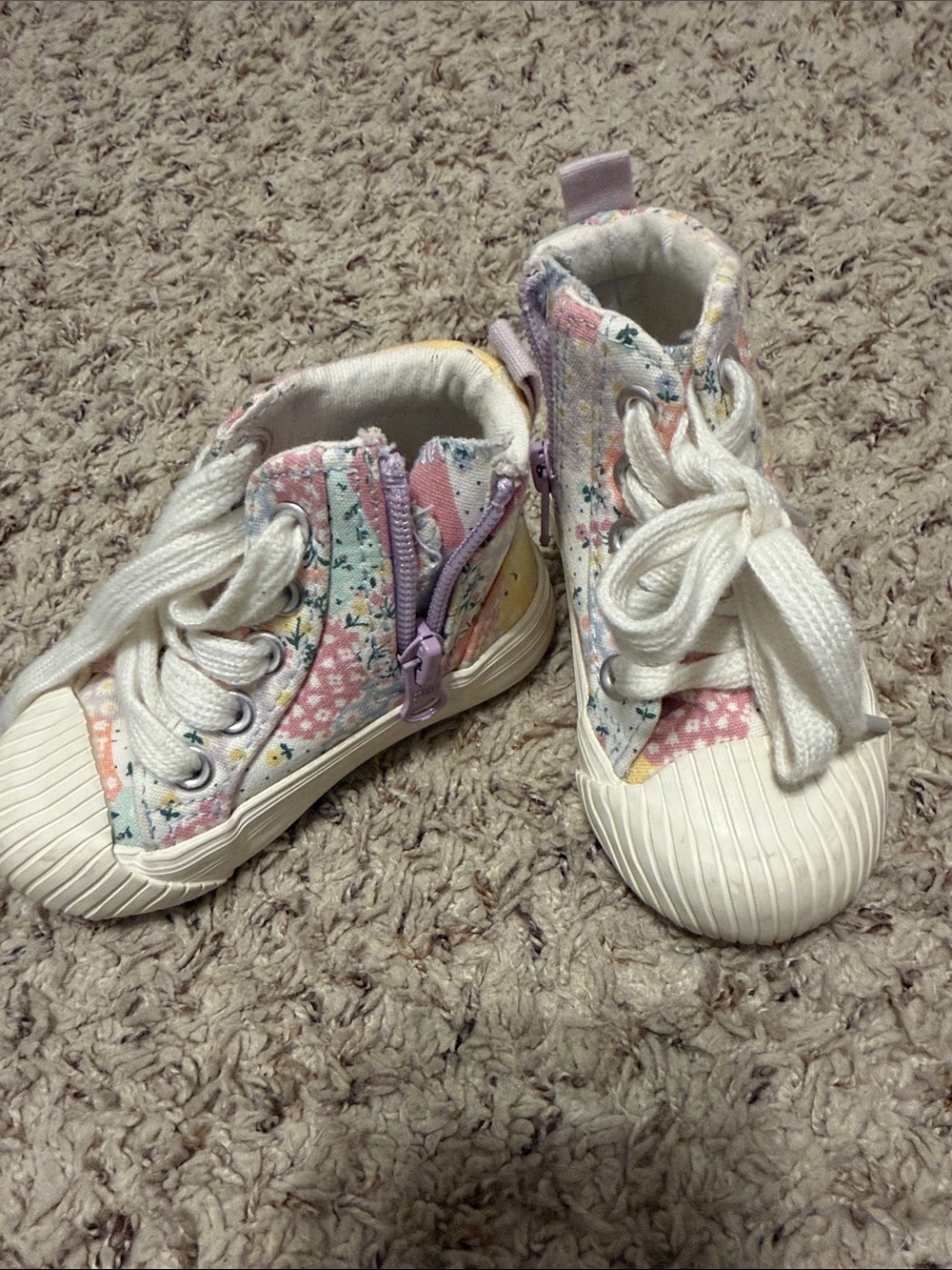 Kids Pastel Floral High-Top Sneakers with Side Zip- Cat and Jack